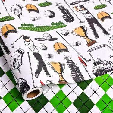 Imagem de Papel de embrulho Dtiafu Reversível Golf para Homens 17x600cm