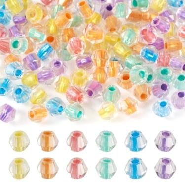 Imagem de 100 peças de contas de vidro bicone facetadas transparentes arco-íris gradiente misturado pequenas contas de sementes soltas espaçadores para fazer joias, colar, pulseira, brincos, artesanato faça