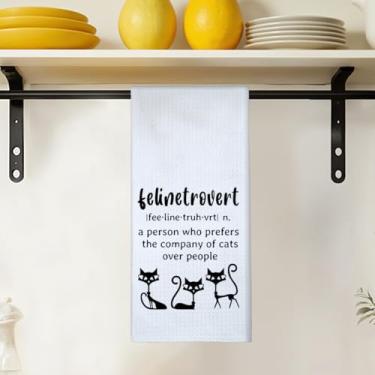 Imagem de Toalhas de cozinha engraçadas para gatos 40 x 61 cm, presentes introvertidos para gatos, toalhas de chá, gatos, mãe, senhora, amantes, dono, presentes, toalha de mão para cozinha, banheiro