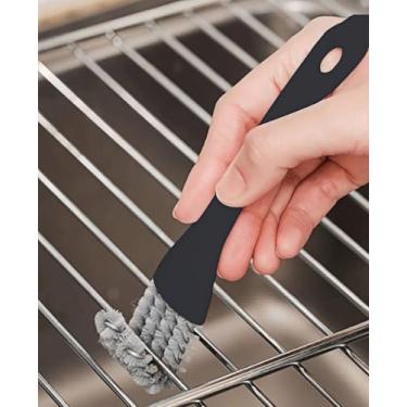 Imagem de Escova de limpeza para churrasqueira em forma de V com raspador externo ferramenta de limpeza profunda para remoção de lixo resistente preto 2