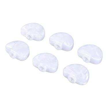 Imagem de RiToEasysports Botão de Cabeça de Máquina de Guitarra de Plástico Premium, Ponta de Substituição de Design Meio Redondo, 6 Peças para Amantes de Música (Branco)