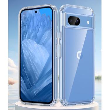 Imagem de Capa transparente para Google Pixel 8a: suporte para carregamento sem fio, proteção contra quedas de nível militar, antiamarelamento, capa protetora resistente à prova de choque - transparente
