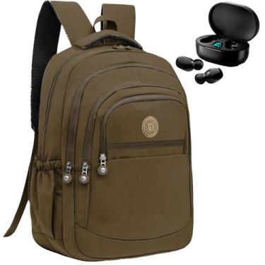 Imagem de Kit Mochila Feminina Escolar Grande Trabalho + Fone Bluetooth Sem Fio 