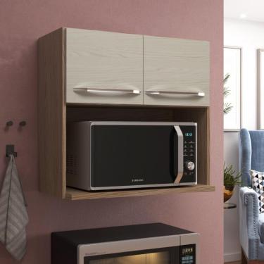 Imagem de Armário Aéreo Modulado Para Microondas Fidelitá Paris 70cm 2 Portas Nogal/salinas