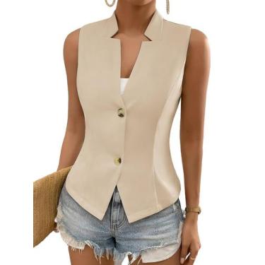 Imagem de Colete Mina Self Sem Mangas Bege Summer Business Casual L