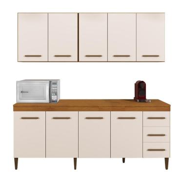 Imagem de Cozinha Completa 9 Portas E 3 Gavetas Atenas Kaiki Moveis Nature/off White