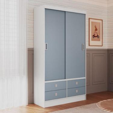 Imagem de Guarda Roupa Infantil 2 Portas de Correr 4 Gavetas Sofia Percasa, Azul