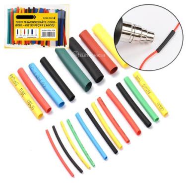 Imagem de Kit 80 Tubos Termorretráteis Coloridos 10cm Isolante Elétrico 1KV 125C