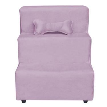 Imagem de Escadinha Pet 3 Degraus Cachorro E Gato Veludo Lilás