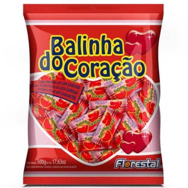 Imagem de Balinha Do Coração Morango Florestal Pacote 500g