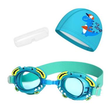 Imagem de Kit touca e óculos de natação infantil piscina com desenhos divertidos