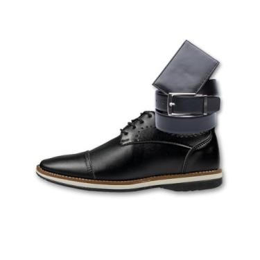 Imagem de Santiago Oxford Masculino, Sapato Social Brogue em Couro, Marrom, com Cinto e Carteira, Estilo Confortável (Preto, BR, Adulto, Numérico, 44)