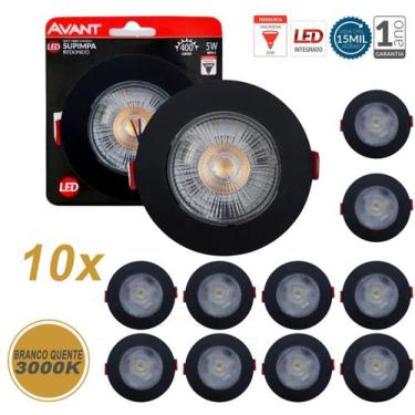 Imagem de Kit 10 Spot Led Embutir Direcionável Redondo Quente Frio - Avant, Pret