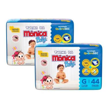 Imagem de Kit 2 Fralda Turma da Mônica Baby Mega Tamanho G 44 Unidades Descartáv
