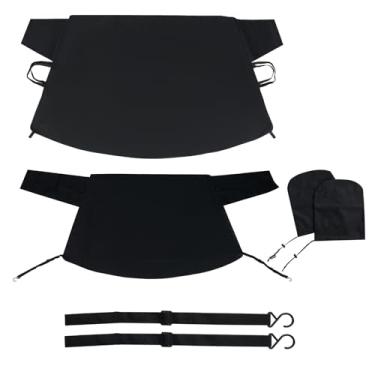 Imagem de Goplus Conjunto de capa de neve de para-brisa de carro, tecido Oxford 600D resistente, protetores de gelo dianteiros e traseiros com capas de espelho lateral e bolsas de armazenamento, capas de