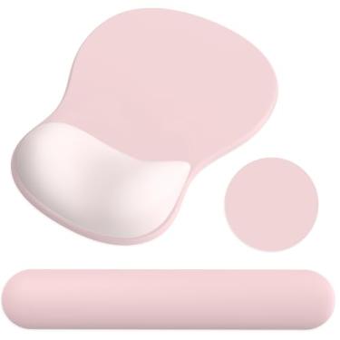 Imagem de Mouse pad ergonômico com descanso de pulso e descanso de pulso para teclado, mouse pad de gel e descanso de pulso para teclado de computador, alívio da dor, base de poliuretano antiderrapante, mouse