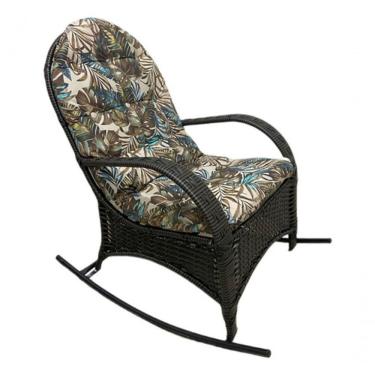 Imagem de Cadeira Balanço Poltrona Descanso Com Almofada Ergonômica Floral Azul