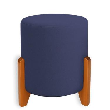 Imagem de Puff Orgânico Veludo Thor Com Pés De Madeira Azul Marinho