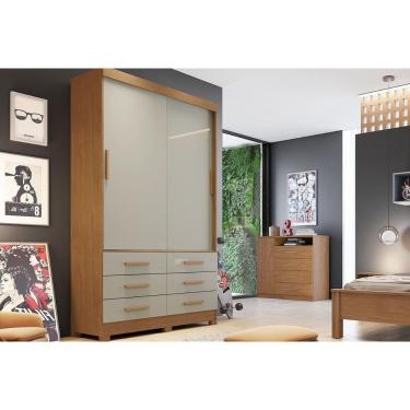 Imagem de Guarda Roupa 2 Portas E 6 Gavetas Buriti/jequitibá Cumaru/fendi 25 - Novo Horizonte