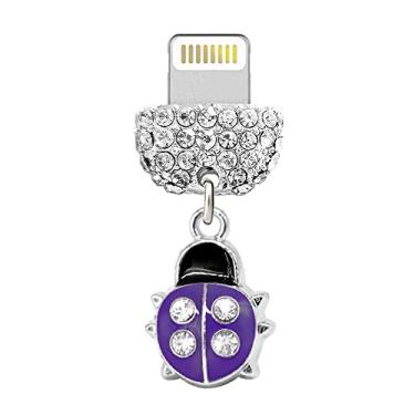 Imagem de ELISE & FONDA CP439 Porta de carregamento USB plugue antipoeira pequena joaninha pingente de telefone para iPhone 13/12/11/XS MAX/XR/X/8 Plus/7/6S/8/SE iPad iPod (Roxo), 1.3 cm (L) x 0.6 cm (D) x 1.6