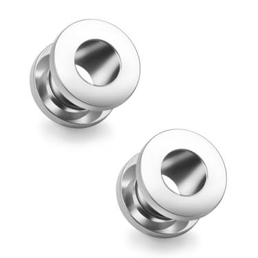 Imagem de Ruifan Calibres para orelhas ASTM F136 titânio alargador único alargador parafuso alargador de orelha kit alargadores piercing para mulheres homens 8G prata