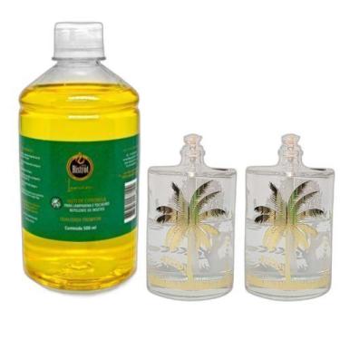 Imagem de Kit 2 Lamparinas Decorativas Florestal + 500Ml De Citronela - Velas bi