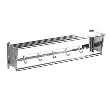 Imagem de SNOWNYLL Estante de secagem de roupas 40-100 cm Airers montado na parede roupas dobráveis linha de lavagem de cavalos secador de roupas toalheiros banheiro