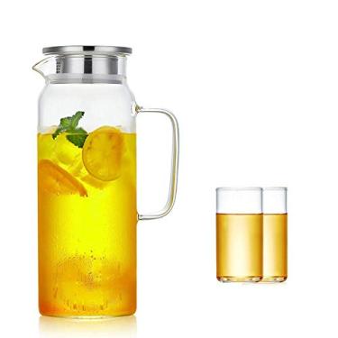 Imagem de YWangQiang Jugs Conjunto de jarro de água fria jarro de vidro resistente ao calor jarro multiuso com tampa jarro de grande capacidade jarro transparente filtro jarra de chá 1300 ml 1700 ml (cor