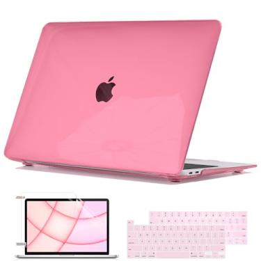 Imagem de Compatível com MacBook Pro de 13 polegadas 2022, 2021, 2020, 2019, 2018, 2017, 2016, capa M2 M1 Chip A2338, A2289, A2251, A1706, A1989, A2159, capa rígida de plástico Película de tela de cobertura de