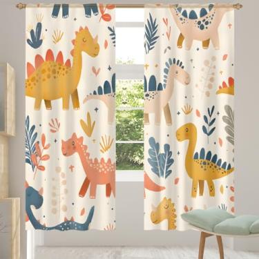 Imagem de 2 conjuntos de painéis de flores de dinossauro lindas cortinas transparentes arejadas com filtro leve painéis de cortina leve cortina de porta para janela para sala de estar, quarto, jantar, 84