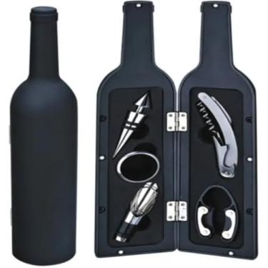 Imagem de Kit Com 5 Acessórios para Vinho, Saca-rolhas, Abridor, Anel para Garrafa