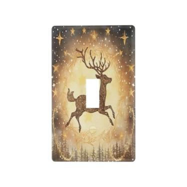 Imagem de Blueangle Capa para placa de parede para interruptor de luz - Golden Deer Light Switch Cover Decorativa Placa de Parede, Tamanho 1 - Gangue 4,53 x 2,76 polegadas #633