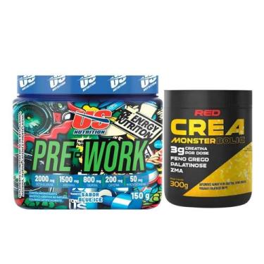 Imagem de Pré Treino Us Nutrition 150g + Crea Monster Bolic Creatina 300g - Red 