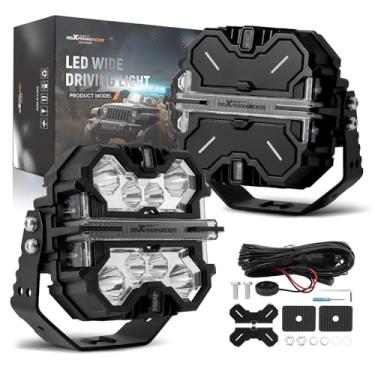 Imagem de maXpeedingrods 2X 7” 252W Off Road Lights, LED Pod Light with Amber/White DRL 3 Modes, 270°Side Shooter for Trucks Jeep Pickup UTV ATV Motorcycles Spot Ditch Light with Black Covers