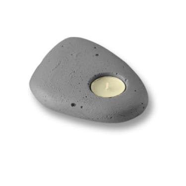 Imagem de Castiçal de Concreto Grande Decoração Elegante e Moderna para Velas (Cinza)