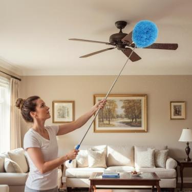 Imagem de Espanadores para limpeza com haste de extensão - espanador extensível de alto alcance, espanadores de microfibra laváveis para canto de tetos domésticos