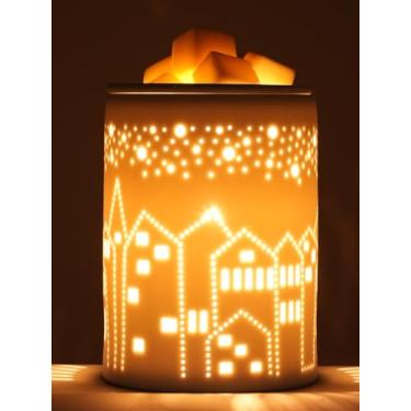 Imagem de Aquecedor de cera derretido com temporizador elétrico de cerâmica branca para Natal, derretimento de óleo regulável, fragrância fofa pequena e leve de aromaterapia para queimador de derretimento