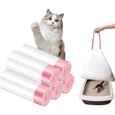 Imagem de QINYIER 50 sacos de caixa de areia para gatos, sacos de cordão de 96,5 x 43,2 cm para recipientes de bandeja de areia de gatinho, limpeza em um passo, resistente, extra grosso e resistente a rasgos