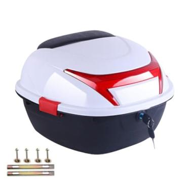 Imagem de Estojo de armazenamento para motocicleta, caixa de bagagem para motocicleta, Mala de bagagem traseira da caixa do porta-malas para armazenamento de motocicletas, Porta-bagagens à prova d'água com base