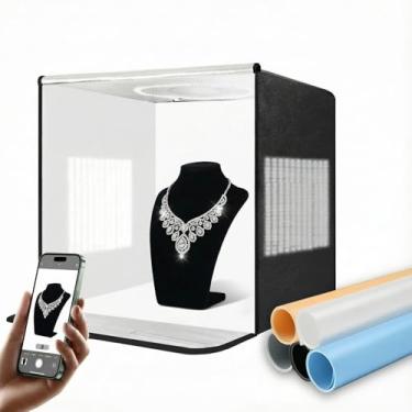 Imagem de Caixa de luz para estúdio fotográfico Pro 40.6 cm x 40.6 cm 2025 - 336 LEDs de cor verdadeira (CRI95+/painel de luz de 3 lados/regulável 10%-100%) e 5 cenários de PVC | Softbox portátil de temperatura