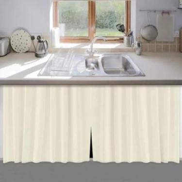 Imagem de Cortina de Pia Cozinha ou Banheiro Moderna Fácil Limpeza 100% PVC (Bege)