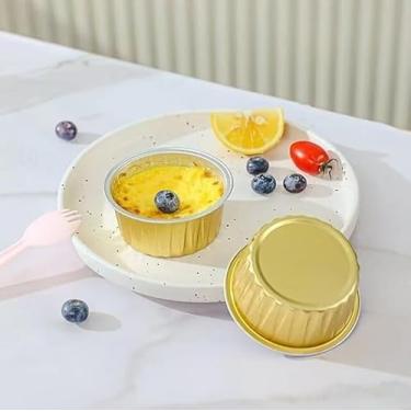 Imagem de 10 copos de folha de alumínio, copos descartáveis para assar torta de ovo, tigelas de alumínio adequadas para fritadeiras a ar, pequenas tigelas de alumínio adequadas para churrasco, forno, assar e