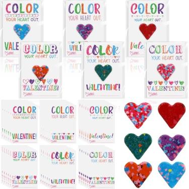 Imagem de Chivertion 36 Sets Valentines Cards with Heart Shape Crayon Valentines Keepsake Exchange Card Gift for Prizes Party Favor Supplies