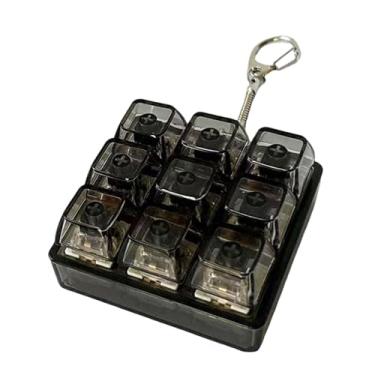Imagem de oshhni Mini chaveiro com teclado, brinquedo antiestresse para os dedos, cubo multifuncional divertido e leve com teclado mecânico que faz cliques, Preto 6x6x3cm