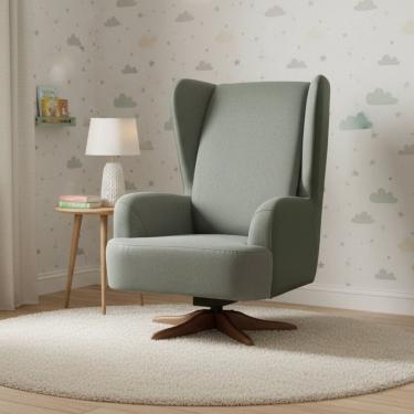 Imagem de Poltrona de Amamentação Giratória e Balanço Teodora Mescla / Verde