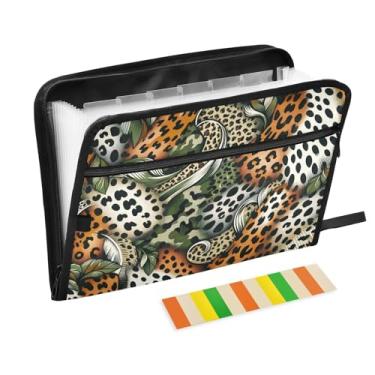 Imagem de Pasta de arquivo expansível com estampa camuflada de leopardo, organizador de arquivos sanfonado resistente para organização, jogos de tabuleiro, viagens, material de escritório escolar