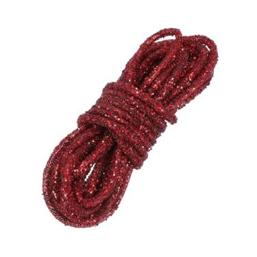Imagem de PATIKIL Corda de lantejoulas, 5,5 jardas 6 mm lantejoulas cordão de tubo de strass para vestidos de casamento, brinco, roupas, sapatos, joias, bricolage, artesanato, acessório, vermelho escuro