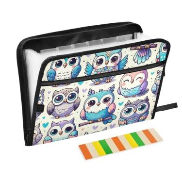 Imagem de Cute Owls Pasta de arquivo expansível, organizador de documentos sanfonado com 13 bolsos para escola e escritório