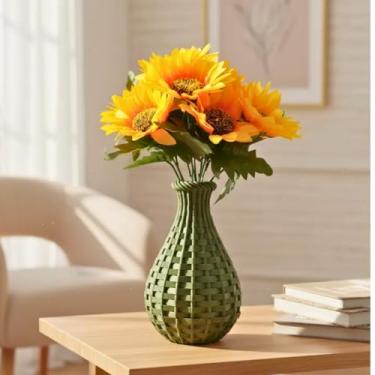 Imagem de Vaso decorativo + Arranjo Flor Girassol Planta Artificial (VERDE)