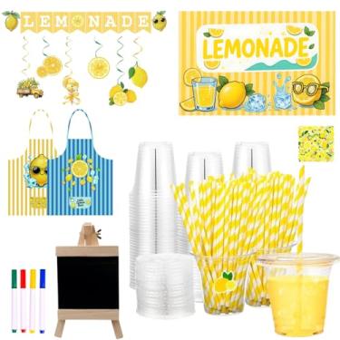 Imagem de 108 PCS Lemonade Stand Supplies Beverage Drinking Cups Lemonade Stand Kit for Lemon Theme Birthday Party Decorations
